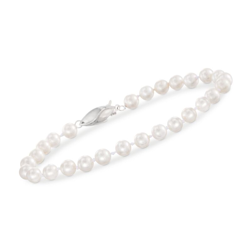 5.5-6mm Cultured Akoya Pearl Bracelet with 18kt White Gold image number 0