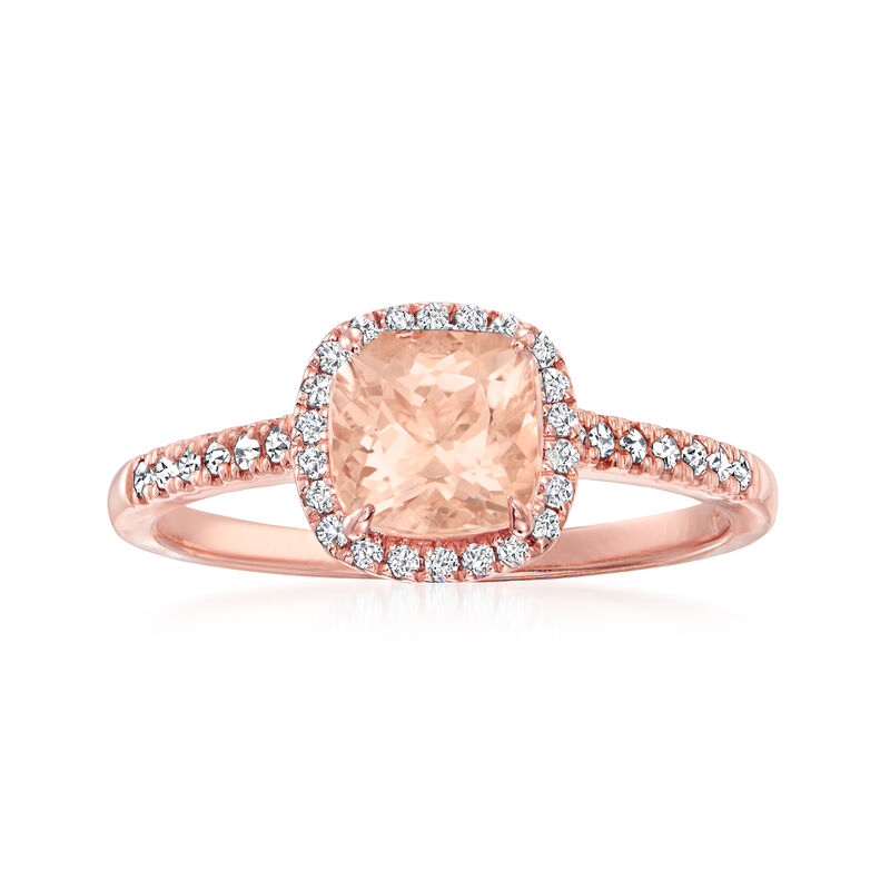 1.00 Carat Morganite Ring with .16 ct. t.w. Diamonds in 14kt Rose Gold image number 0