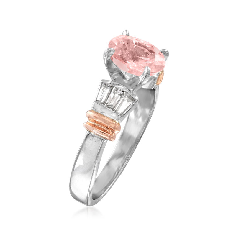 C. 2000 Vintage J.B. Star 1.65 Carat Certified Padparadscha Sapphire Ring with .36 ct. t.w. Diamonds in Platinum and 18kt Rose Gold image number 2