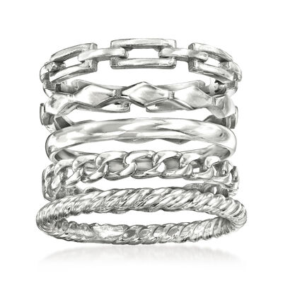 Sterling Silver Jewelry Set: Five Stackable Rings