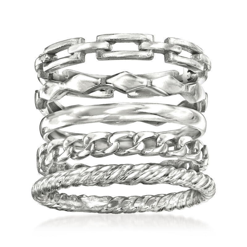 Sterling Silver Jewelry Set: Five Stackable Rings image number 0