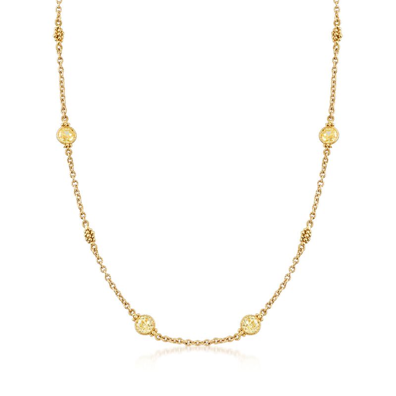Judith Ripka "Bermuda" Canary Yellow Crystal Station Necklace in 18kt Yellow Gold image number 0