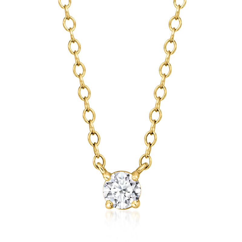 .20 Carat Lab-Grown Diamond Solitaire Necklace in 14kt Yellow Gold. 16&quot; image number 1