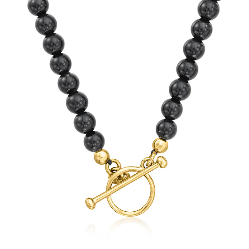 3.5-4mm Onyx Bead Charm-Compatible Toggle Necklace in 18kt Gold Over Sterling image number 3