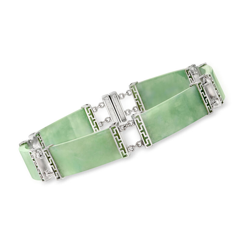 Jade Bracelet in Sterling Silver. 7.5&quot; image number 0
