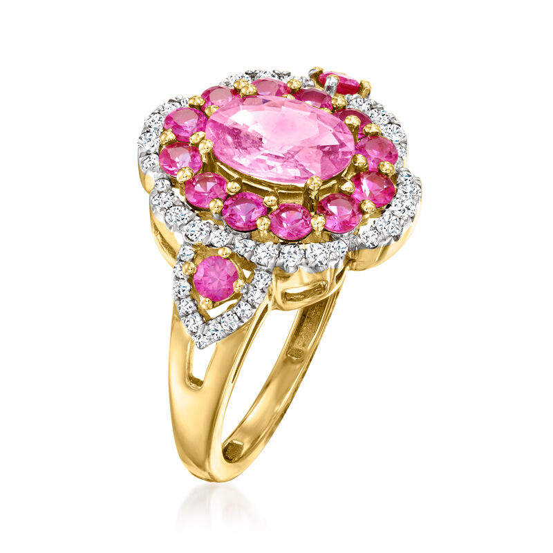 1.60 ct. t.w. Pink Sapphire and .33 ct. t.w. Diamond Ring in 14kt Yellow Gold image number 2