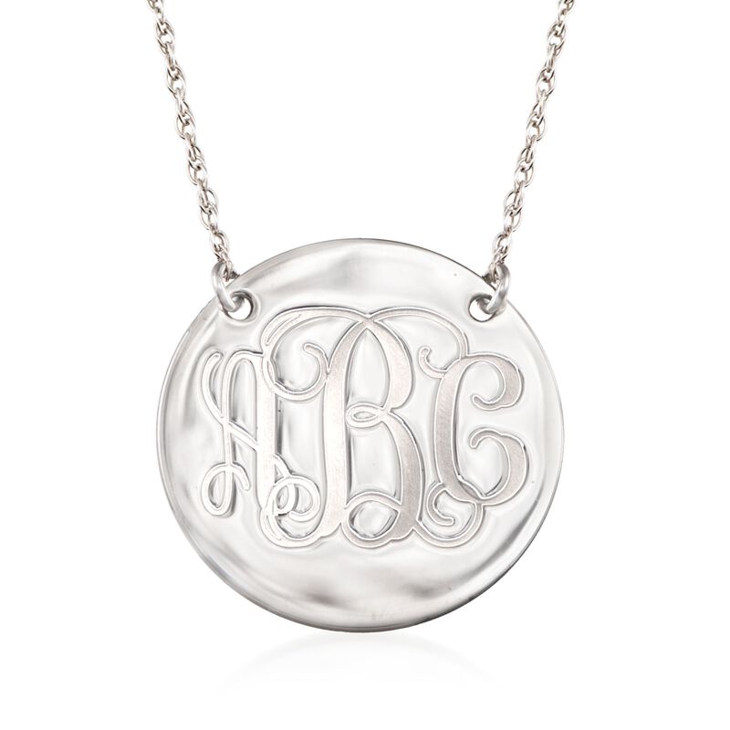 Sterling Silver Personalized Monogram Disc Necklace. 18&quot; image number 0