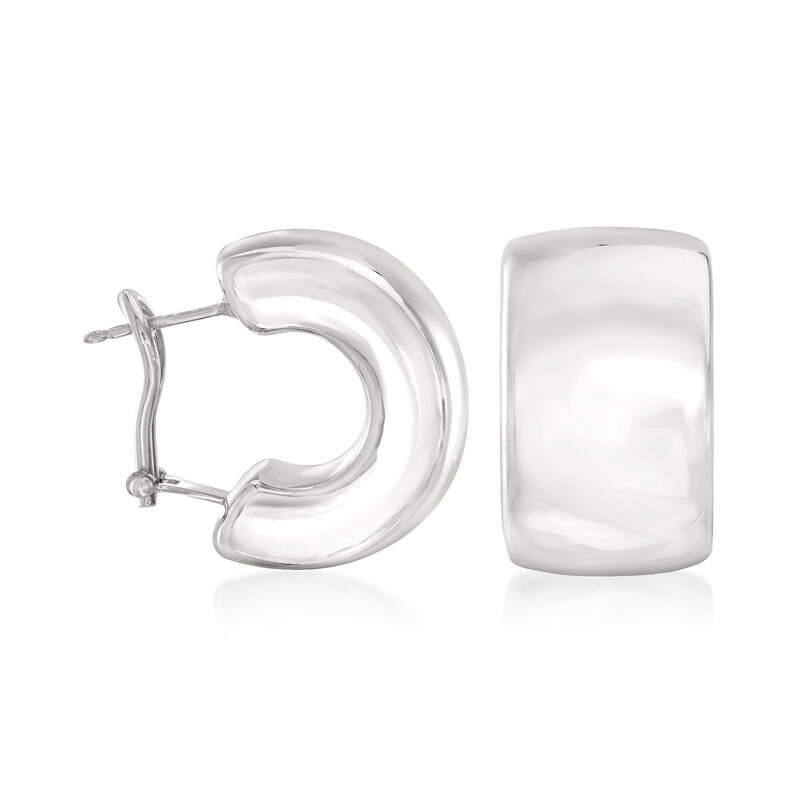 Italian Sterling Silver Wide C-Hoop Earrings. 3/4&quot; image number 0