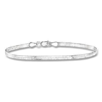 Italian 3mm 14kt White Gold Herringbone Bracelet