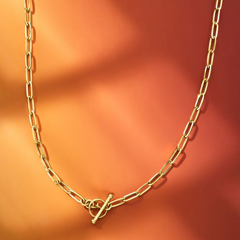 Italian 14kt Yellow Gold Paper Clip Link Toggle Necklace. 20&quot; image number 5