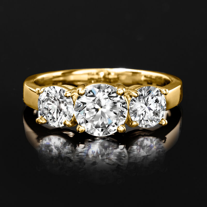 2.00 ct. t.w. Lab-Grown Diamond Three-Stone Ring in 14kt Yellow Gold. Size 5 image number 3