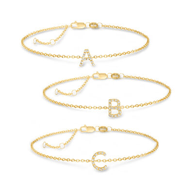 Diamond Initial Bracelet in 18kt Gold Over Sterling
