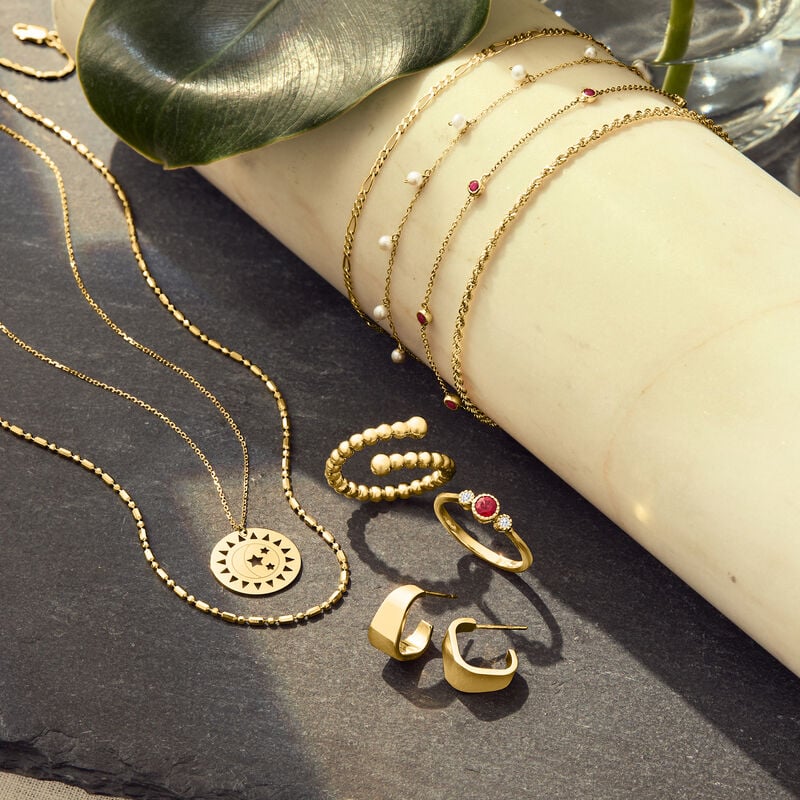 Italian 14kt Yellow Gold Sun and Moon Openwork Disc Necklace image number 3