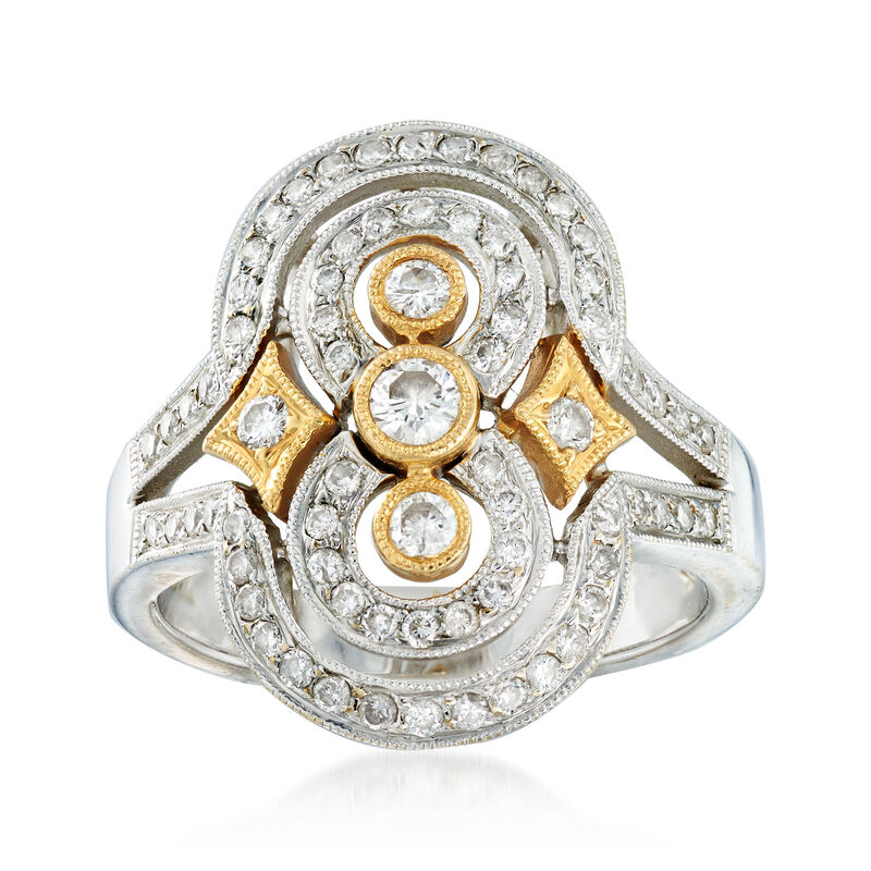 C. 2000 Vintage 1.00 ct. t.w. Diamond Dinner Ring in 18kt Two-Tone Gold image number 0