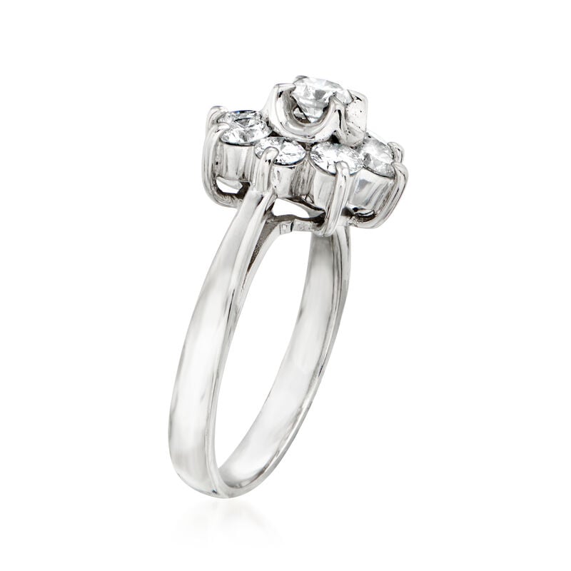 C. 1980 Vintage Tasaki 1.00 ct. t.w. Diamond Flower Ring in Platinum. Size 6 image number 2