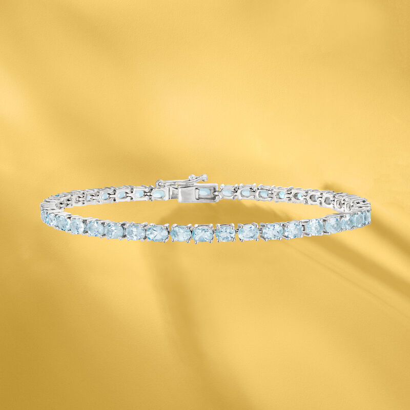 7.00 ct. t.w. Aquamarine Tennis Bracelet in Sterling Silver image number 2