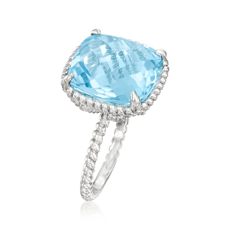 13.00 Carat Sky Blue Topaz Roped Ring in Sterling Silver image number 2