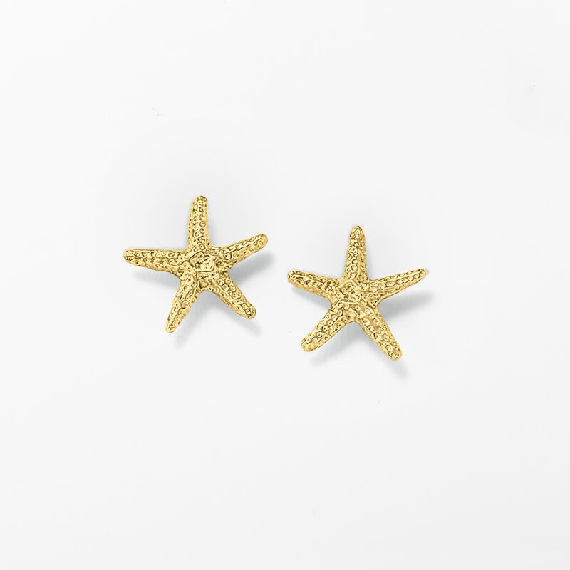 14kt Yellow Gold Starfish Stud Earrings image number 5