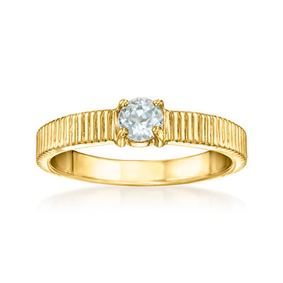 .10 Carat Aquamarine Ridged Ring in 18kt Gold Over Sterling