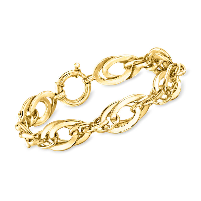 14kt Yellow Gold-Plated Oval-Link Bracelet image number 0
