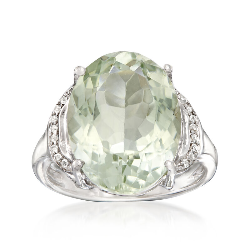 7.50 Carat Prasiolite Ring with White Topaz Accents in Sterling Silver image number 0