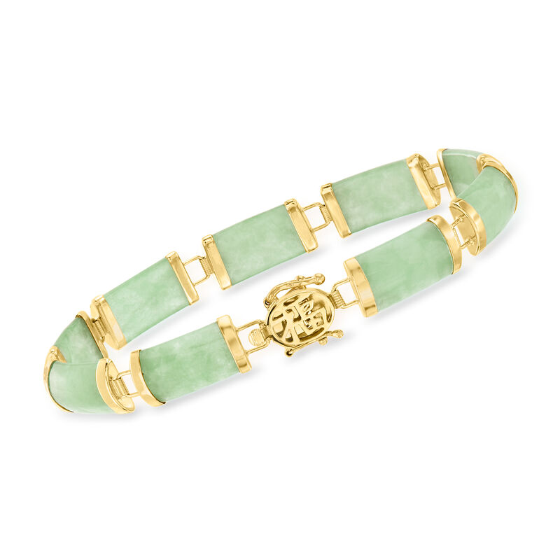 Jade &quot;Good Fortune&quot; Bracelet in 14kt Yellow Gold image number 0