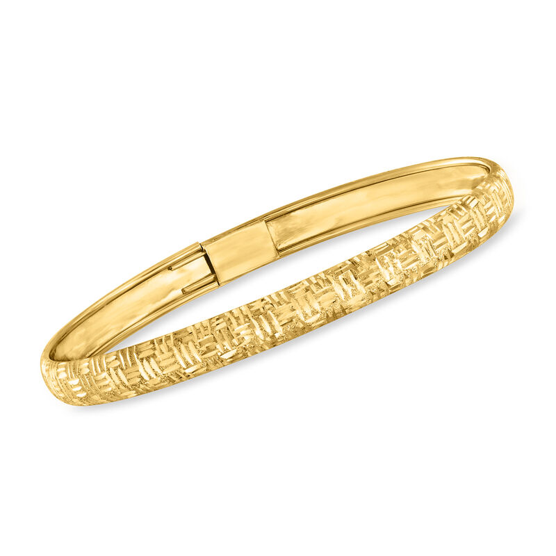 10kt Yellow Gold Basketweave-Pattern Bangle Bracelet image number 0