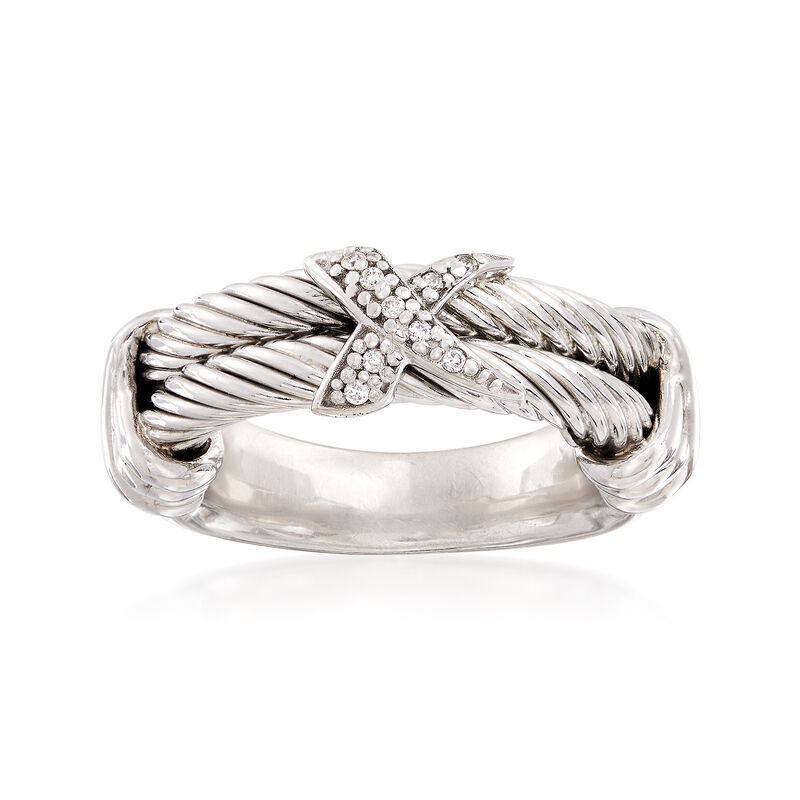 Phillip Gavriel &quot;Italian Cable&quot; Sterling Silver Ring with Diamond Accents image number 0