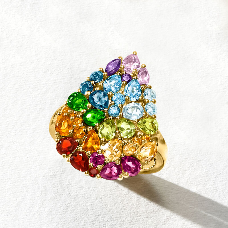 3.89 ct. t.w. Multi-Gemstone Teardrop Ring in 18kt Gold Over Sterling image number 3