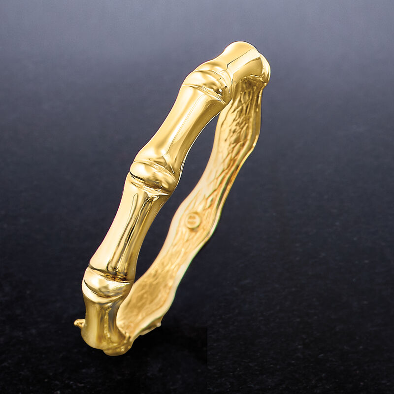 Italian 18kt Yellow Gold Bamboo-Style Bangle Bracelet image number 3