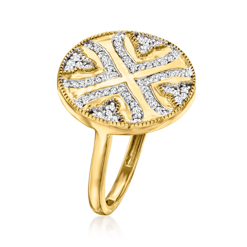 .25 ct. t.w. Diamond Medallion Ring in 18kt Gold Over Sterling image number 2