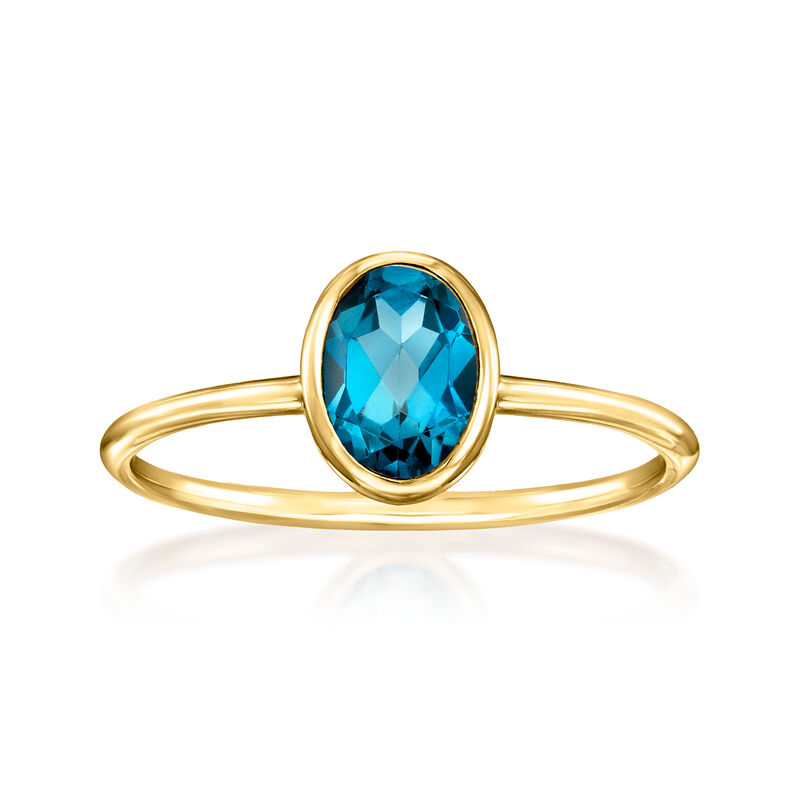 1.00 Carat Bezel-Set London Blue Topaz Ring in 14kt Yellow Gold image number 0