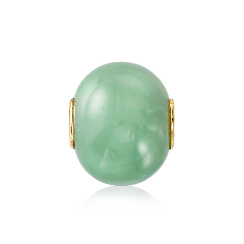 16mm Jade Bead Pendant in 14kt Yellow Gold  image number 1