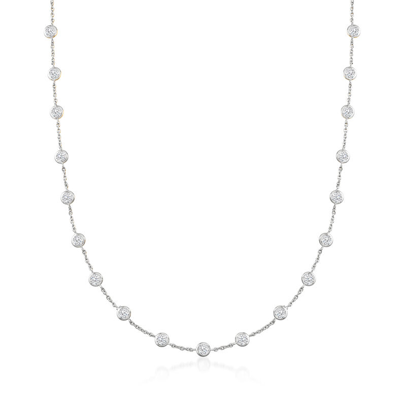 10.00 ct. t.w. Bezel-Set CZ Station Necklace in Sterling Silver image number 0