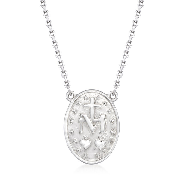 .20 ct. t.w. Diamond Miraculous Medal Necklace in Sterling Silver image number 2