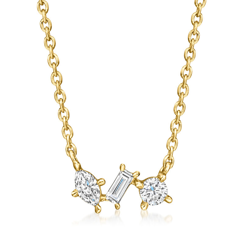 .20 ct. t.w. Multi-Shaped Lab-Grown Diamond Necklace in 18kt Gold Vermeil. 16&quot; image number 1