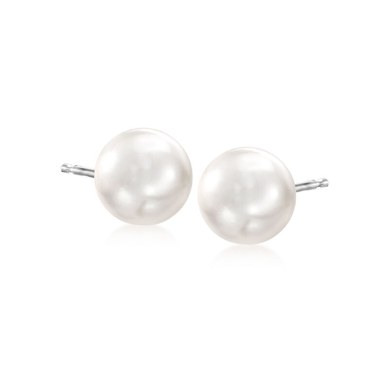 7.5-8mm Cultured Pearl Stud Earrings in 14kt White Gold  image number 0