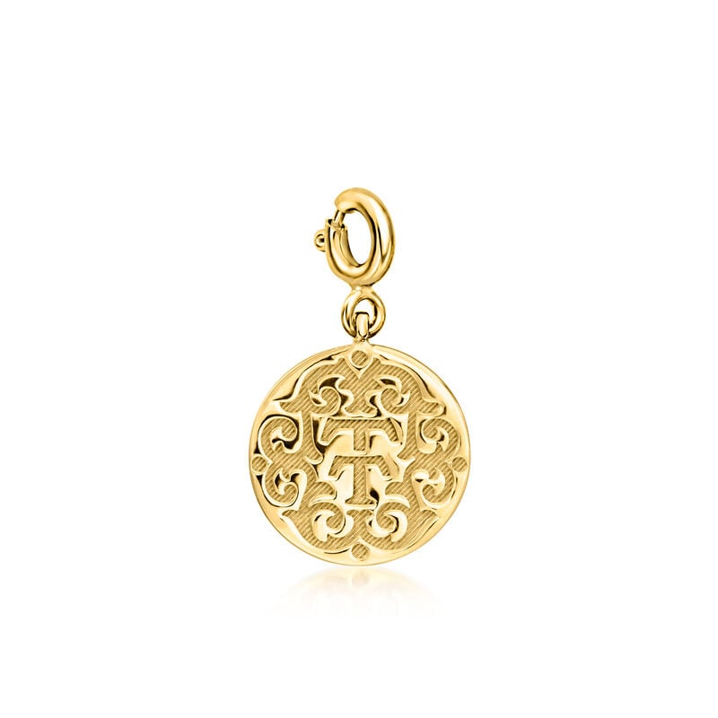 18kt Gold Over Sterling Paper Clip Link Toggle Necklace with Removable "T and T Twin Talk" Logo Charm image number 2
