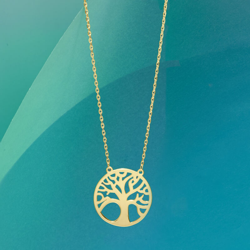 14kt Yellow Gold Tree of Life Necklace image number 2