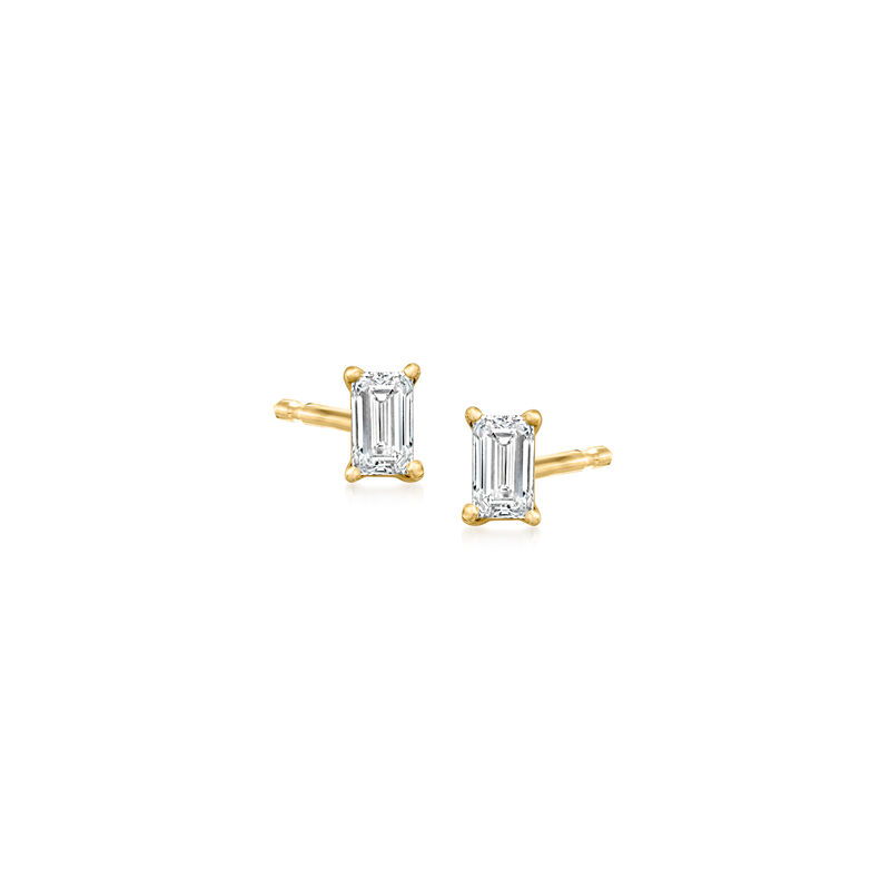 .10 ct. t.w. Baguette Lab-Grown Diamond Stud Earrings in 14kt Yellow Gold  image number 0