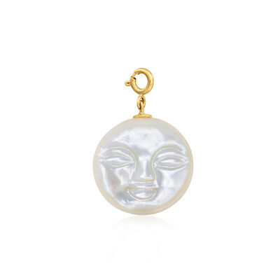 Mother-of-Pearl Moon Charm in 18kt Gold Over Sterling