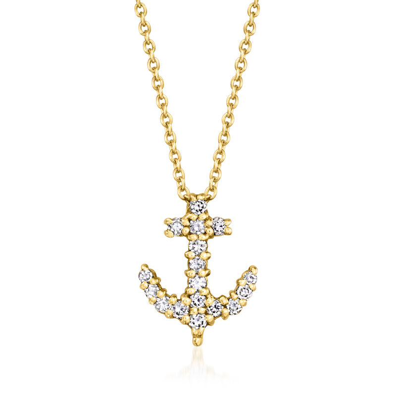 C. 1990 Vintage Roberto Coin .25 ct. t.w. Diamond Anchor Necklace in 18kt Yellow Gold. 16" image number 0