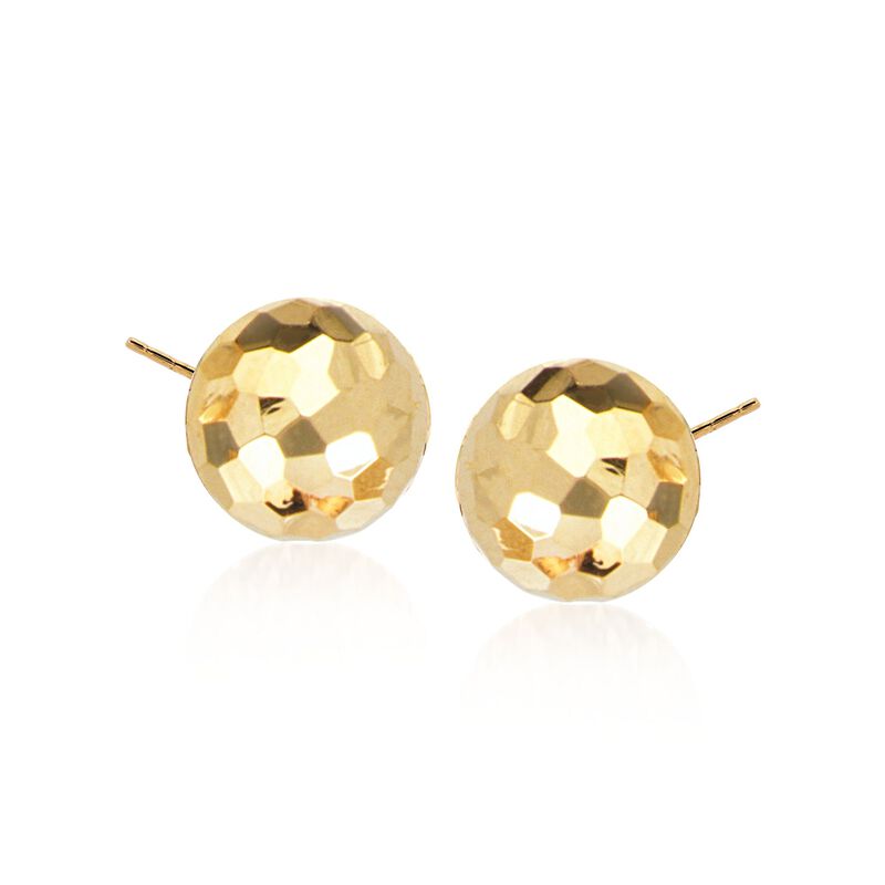 14kt Yellow Gold Faceted Dome Stud Earrings image number 0