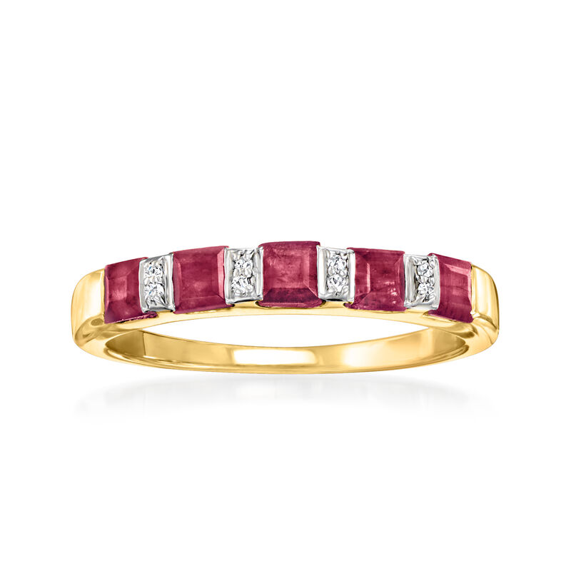 1.20 ct. t.w. Ruby Ring with Diamonds in 18kt Gold Over Sterling image number 0