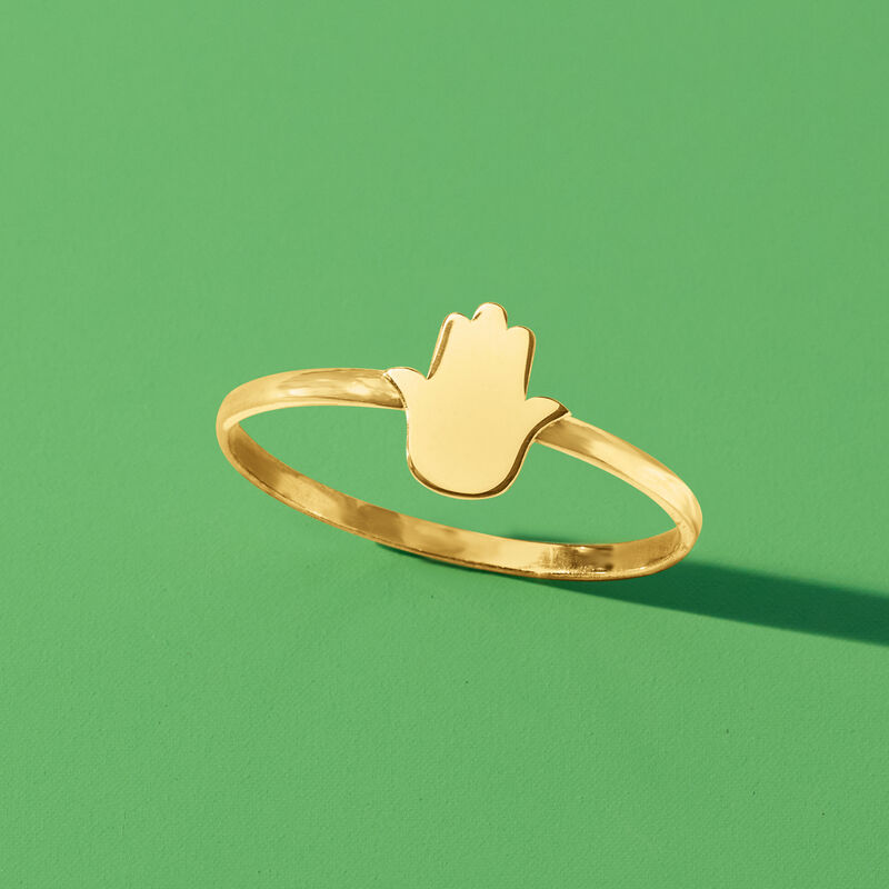 14kt Yellow Gold Hamsa Ring image number 4