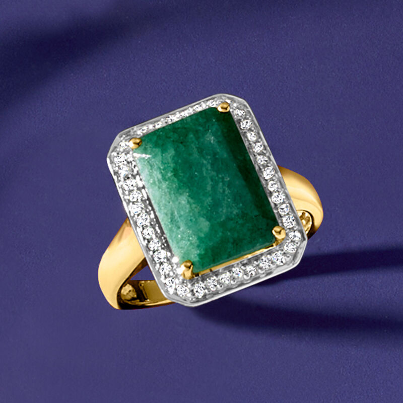 5.50 Carat Emerald and .20 ct. t.w. Diamond Ring in 14kt Yellow Gold image number 5