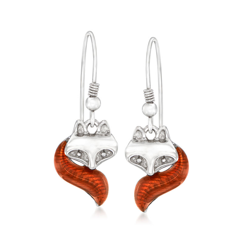 Amber Fox Drop Earrings in Sterling Silver image number 0