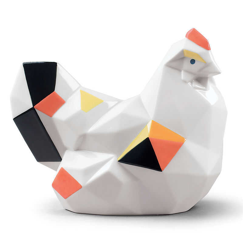 Lladro &quot;Origami&quot; Hen Porcelain Figurine image number 0