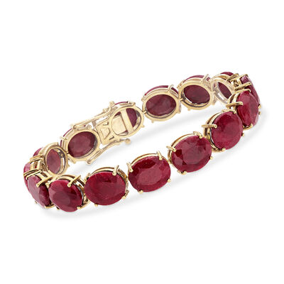 75.00 ct. t.w. Ruby Bracelet in 18kt Gold Over Sterling