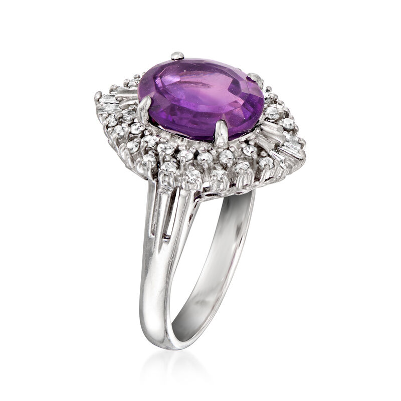 C. 2000 Vintage 2.82 Carat Amethyst Ring with .43 ct. t.w. Diamonds in Platinum. Size 6.25 image number 2